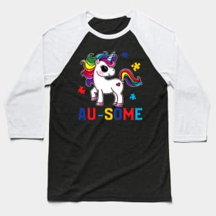 Au-some Funny Unicorn Autism awareness Puzzle Piece shirt tee Baseball T-Shirt